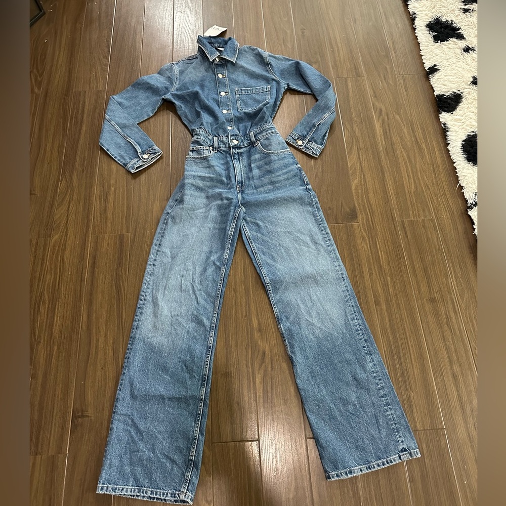 Zara denim blogger jumpsuit